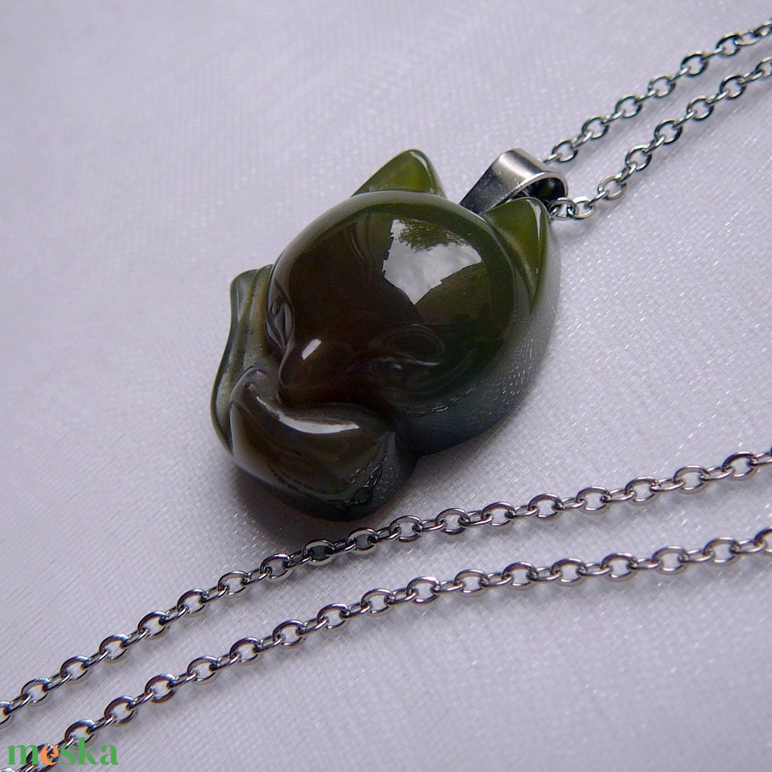 India achát róka medálos nyaklánc - ékszer - nyaklánc - medálos nyaklánc - Meska.hu