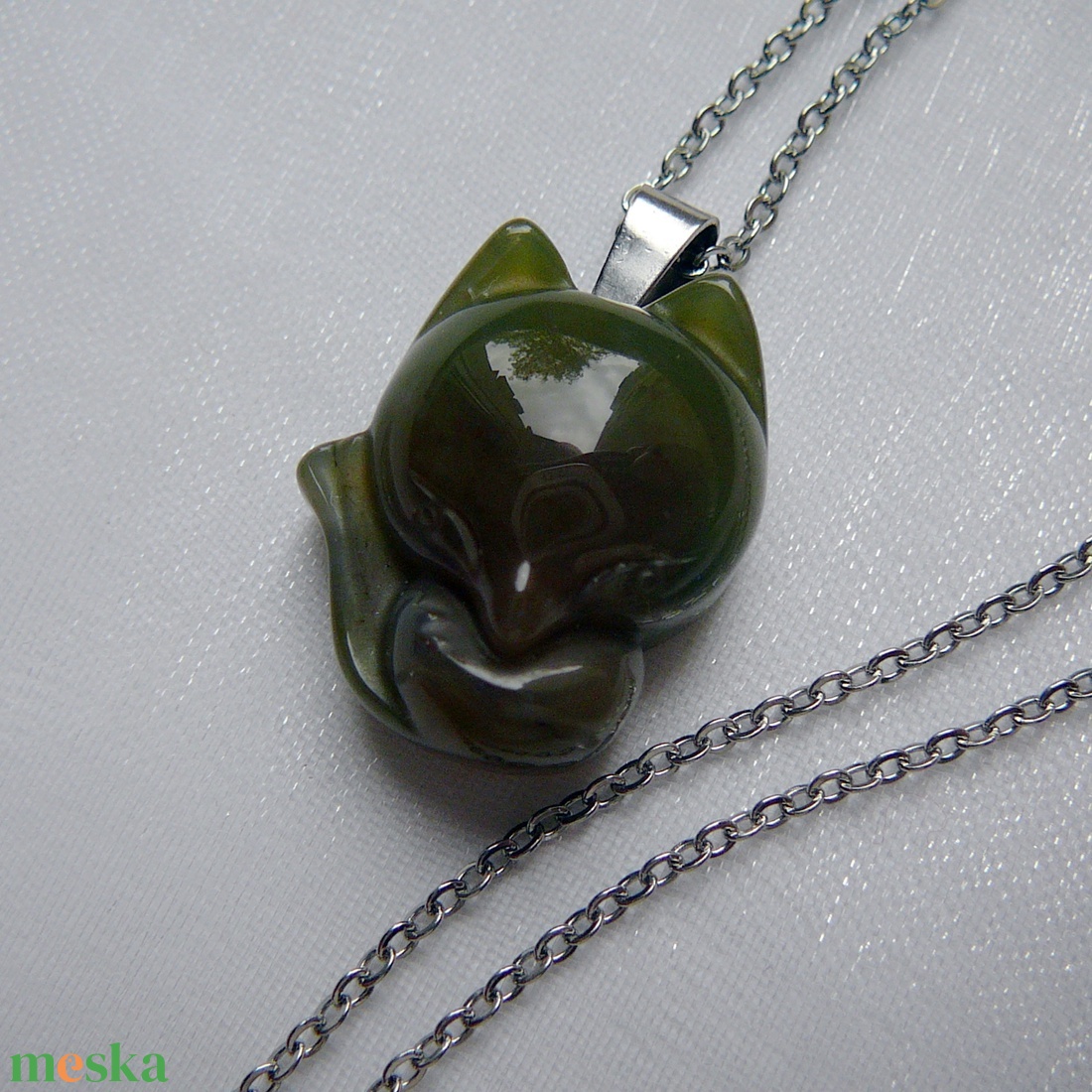 India achát róka medálos nyaklánc - ékszer - nyaklánc - medálos nyaklánc - Meska.hu