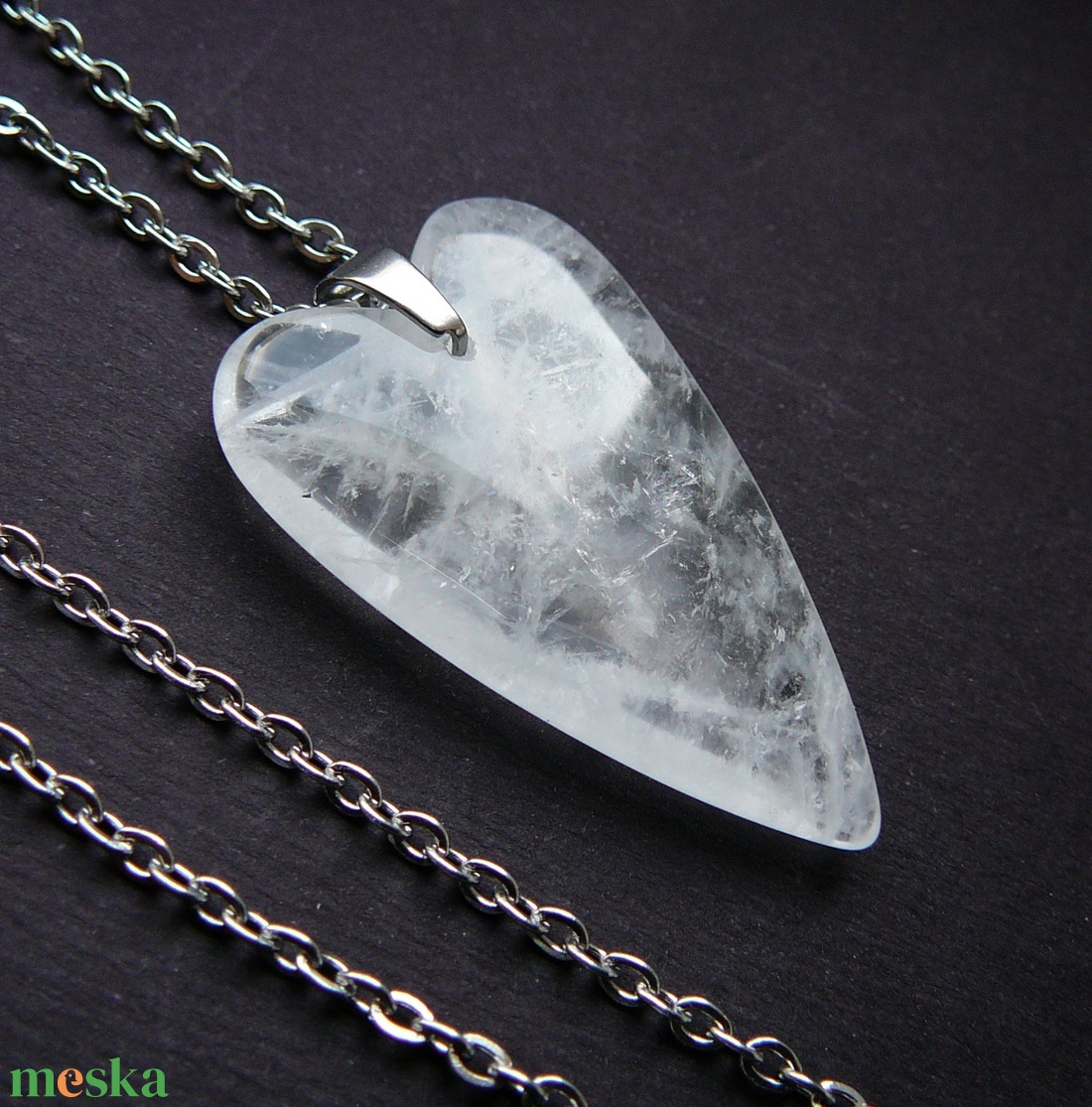 Hegyikristály szív medálos nyaklánc - ékszer - nyaklánc - medálos nyaklánc - Meska.hu
