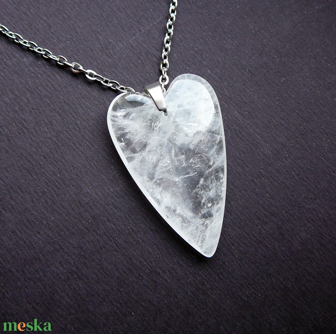 Hegyikristály szív medálos nyaklánc - ékszer - nyaklánc - medálos nyaklánc - Meska.hu