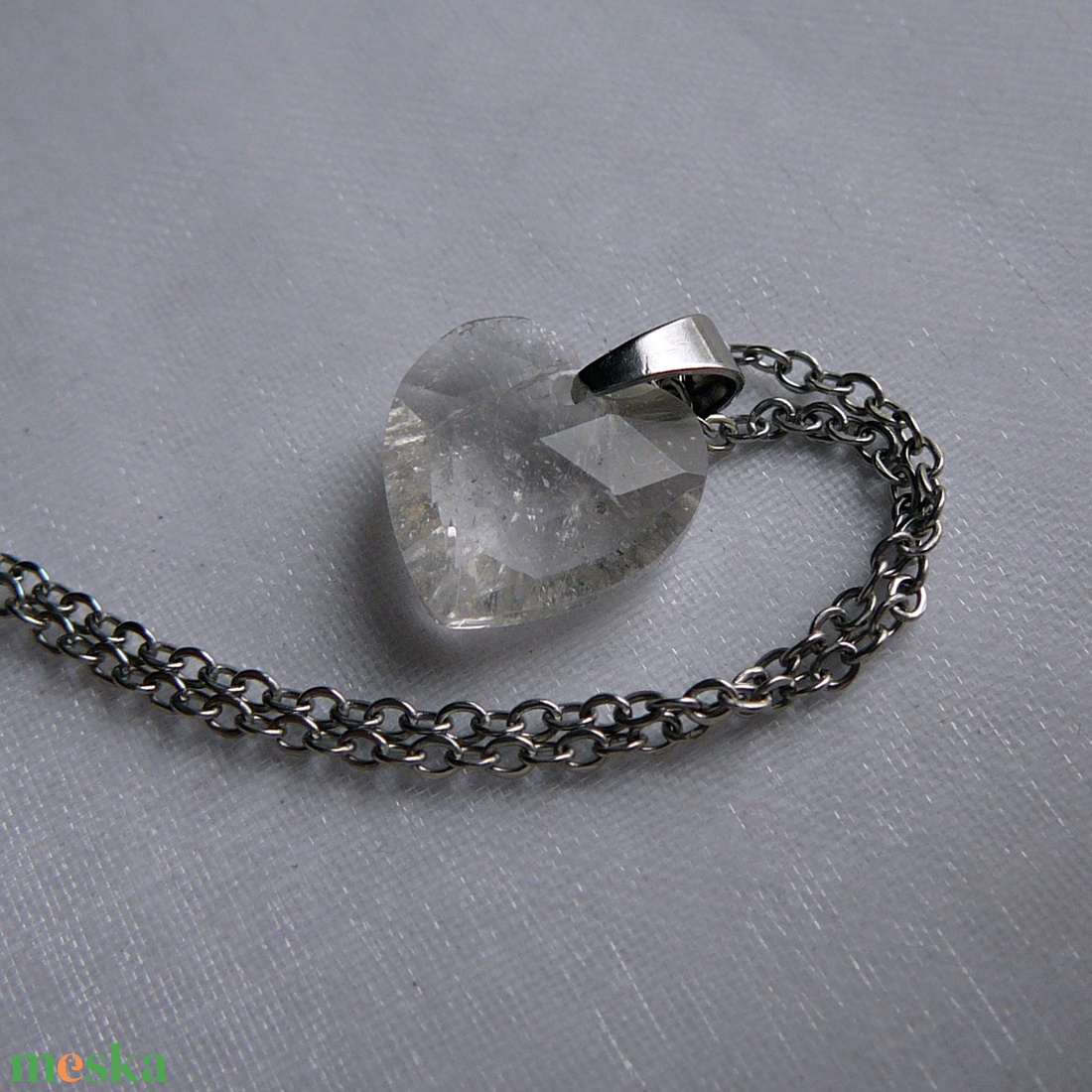 Hegyikristály szív medálos nyaklánc - ékszer - nyaklánc - medálos nyaklánc - Meska.hu