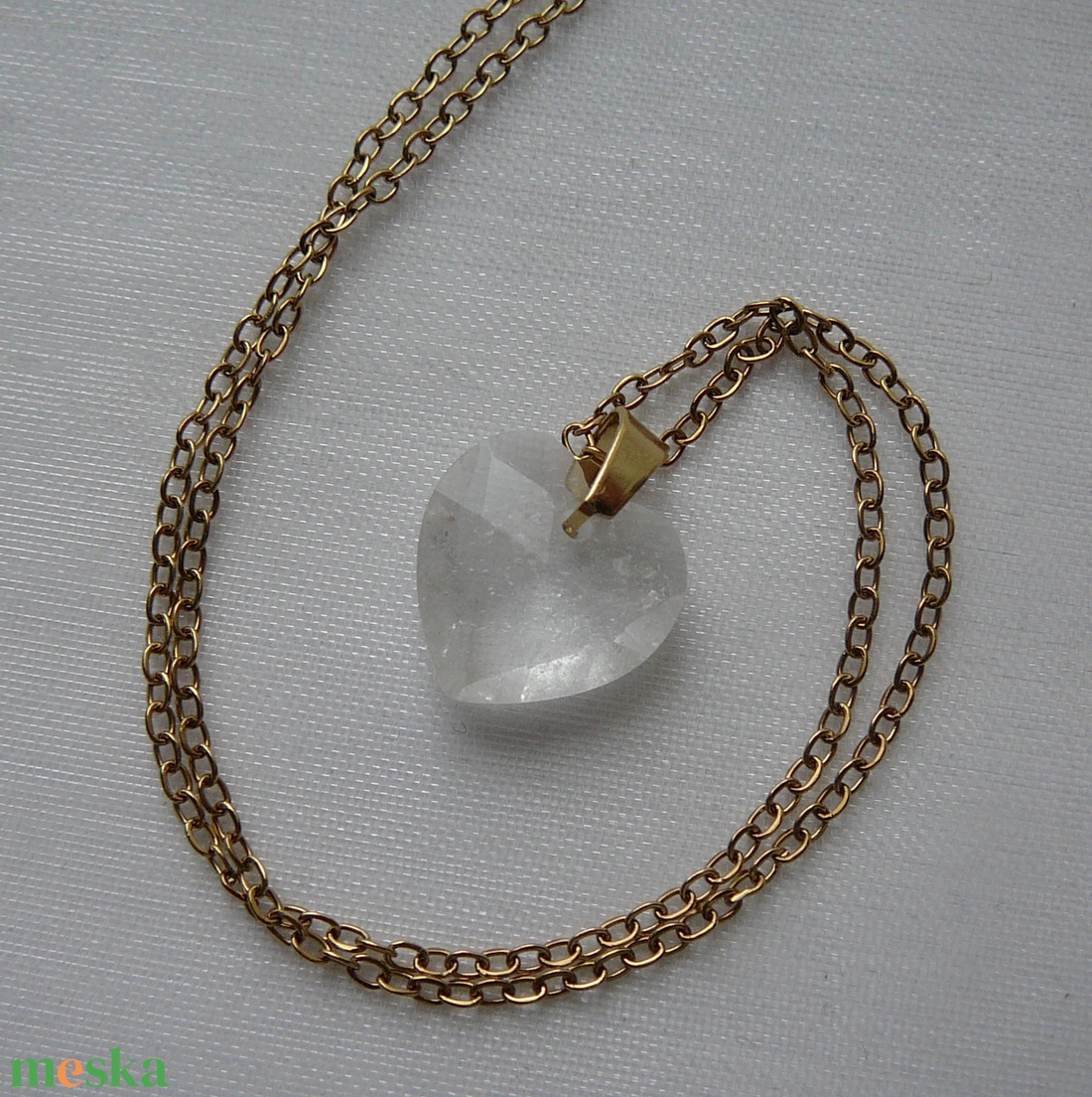 Hegyikristály szív medálos nyaklánc - ékszer - nyaklánc - medálos nyaklánc - Meska.hu