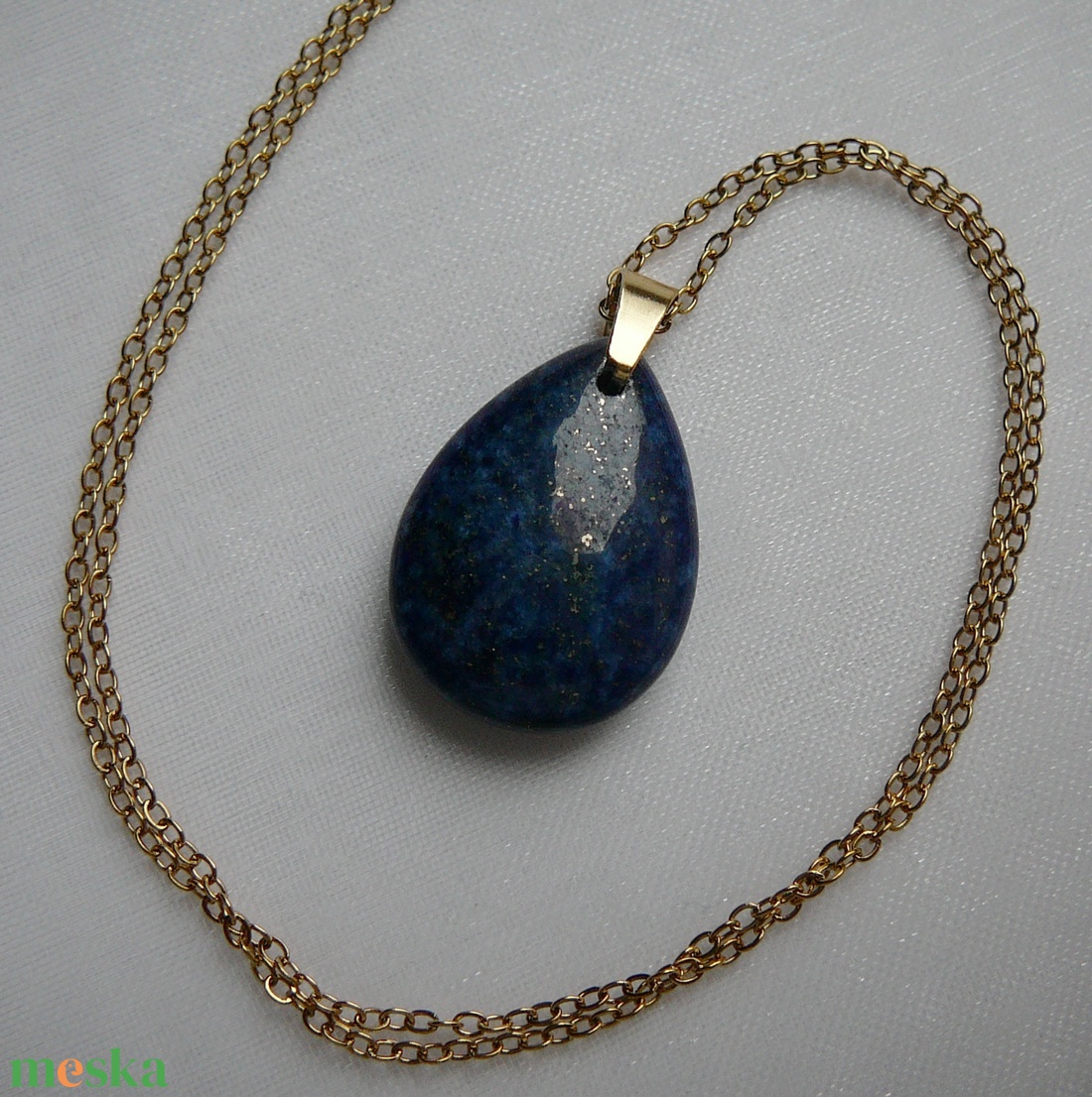 Lápisz lazuli csepp medálos nyaklánc - ékszer - nyaklánc - medálos nyaklánc - Meska.hu