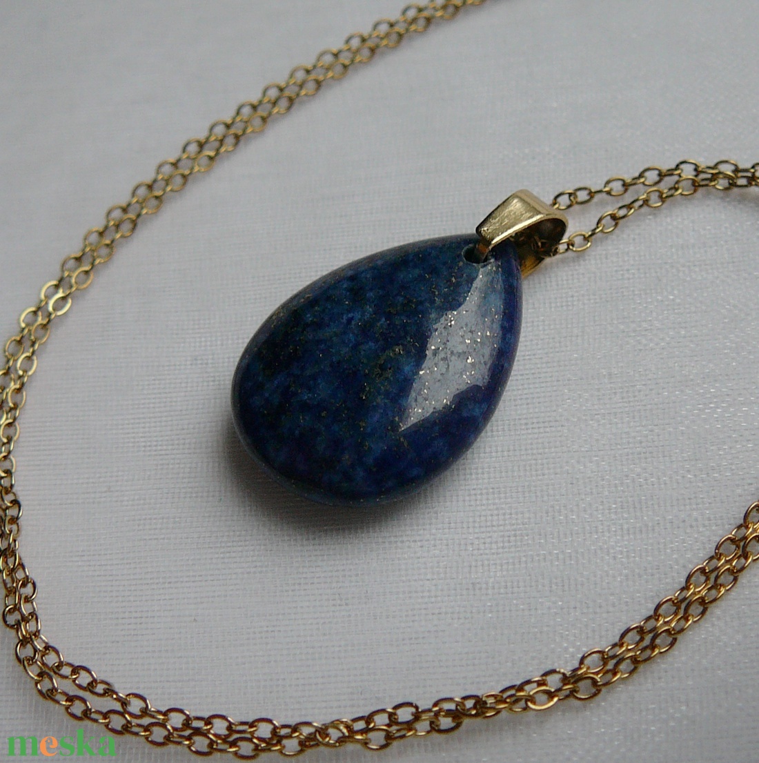 Lápisz lazuli csepp medálos nyaklánc - ékszer - nyaklánc - medálos nyaklánc - Meska.hu
