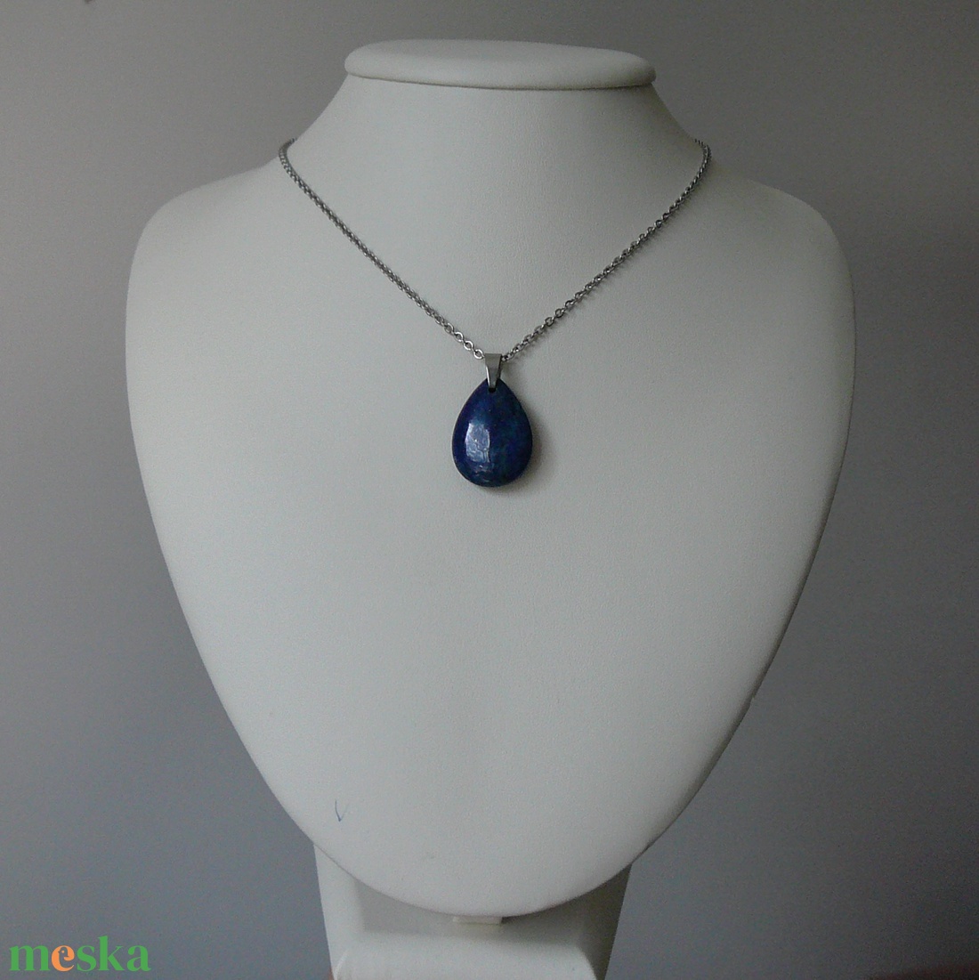 Lápisz lazuli csepp medálos nyaklánc - ékszer - nyaklánc - medálos nyaklánc - Meska.hu