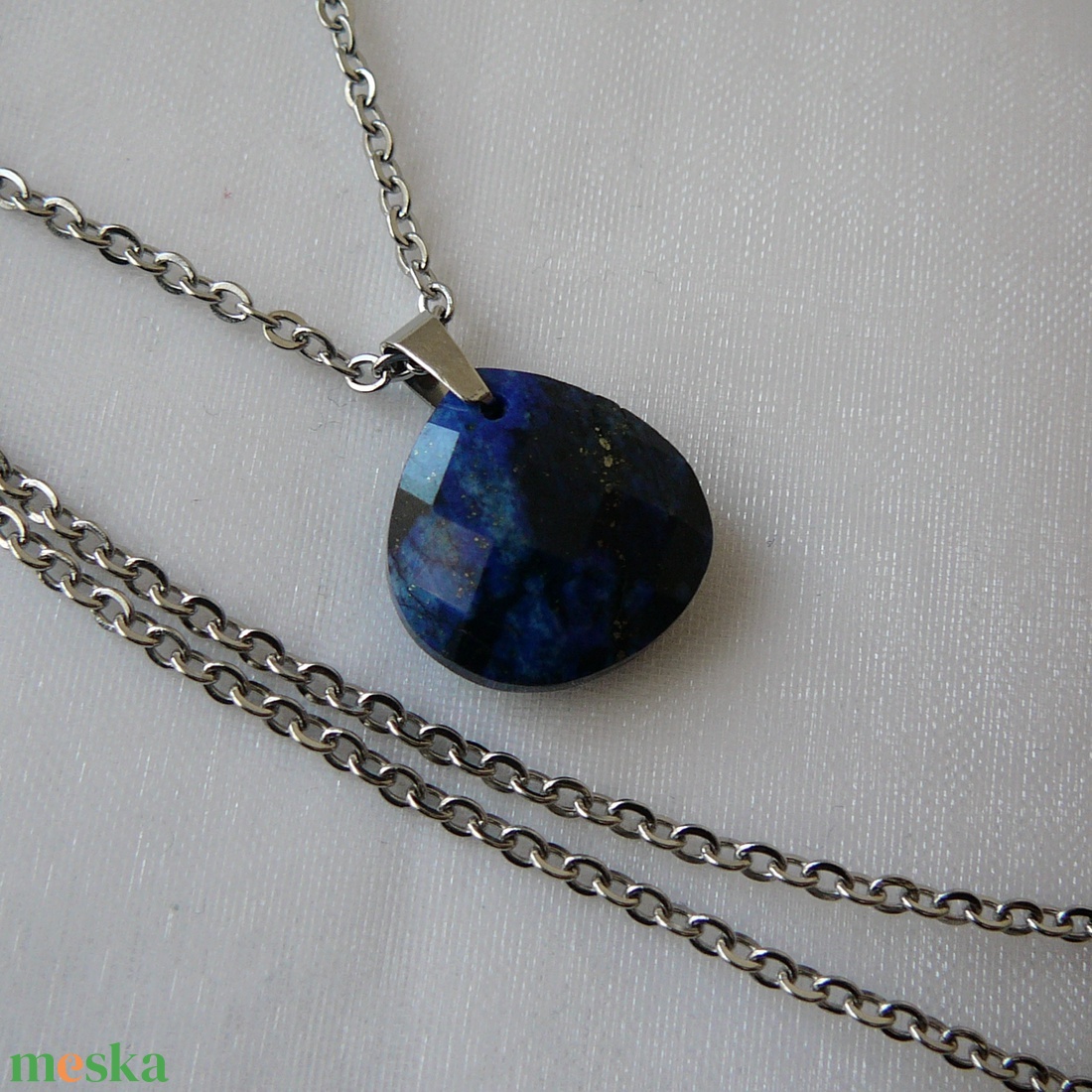 Lápisz lazuli csepp medálos nyaklánc - ékszer - nyaklánc - medálos nyaklánc - Meska.hu
