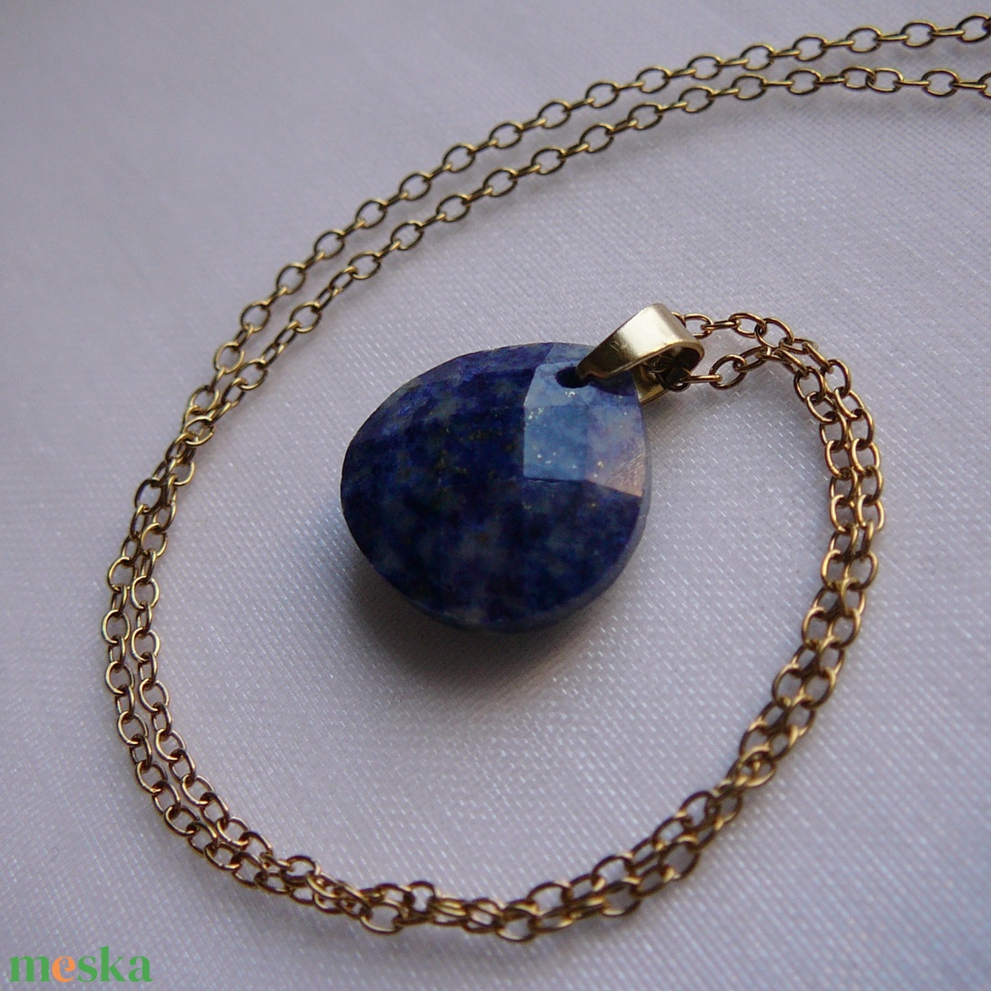 Lápisz lazuli csepp medálos nyaklánc - ékszer - nyaklánc - medálos nyaklánc - Meska.hu