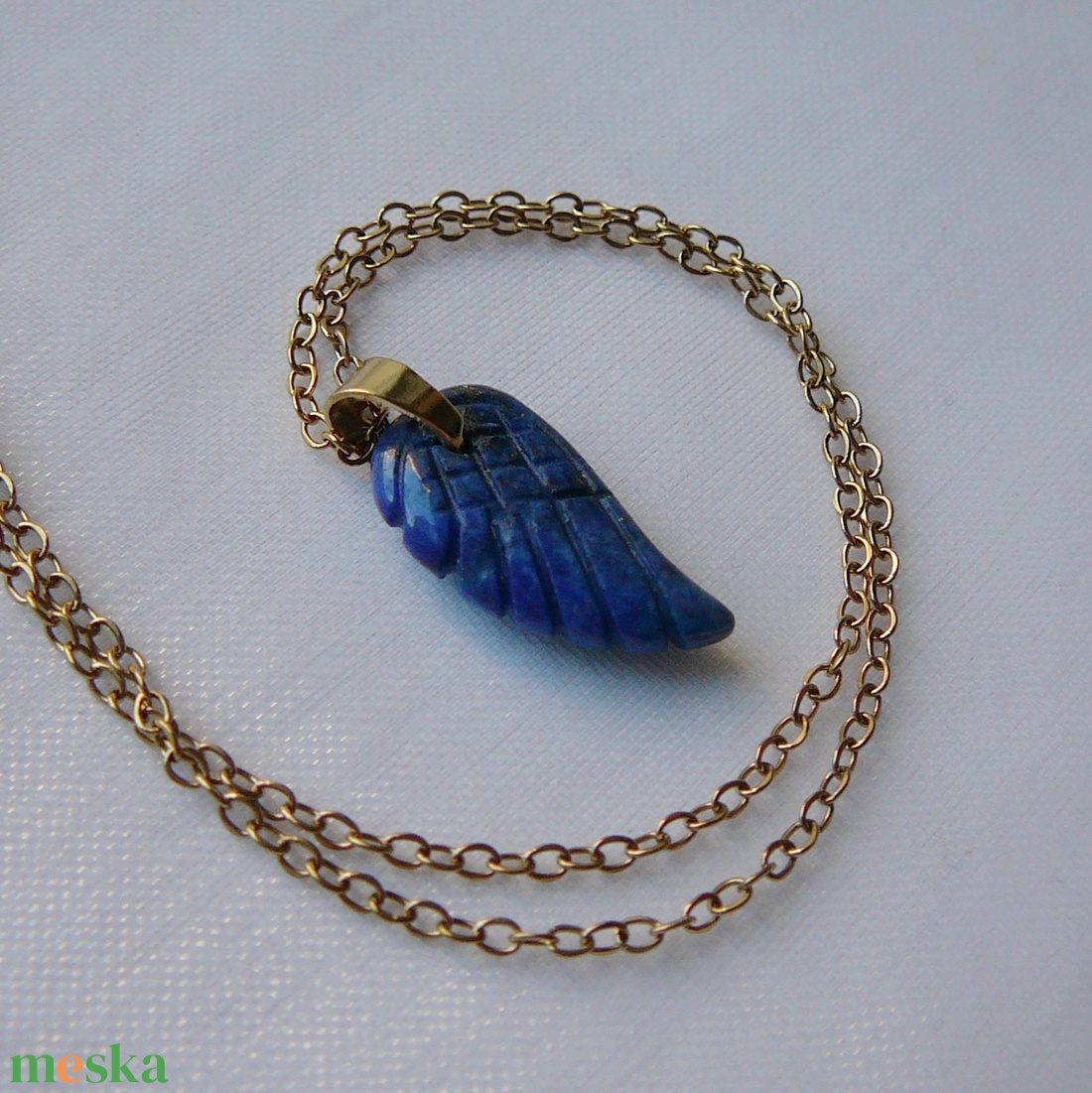 Lápisz lazuli szárny medálos nyaklánc - ékszer - nyaklánc - medálos nyaklánc - Meska.hu