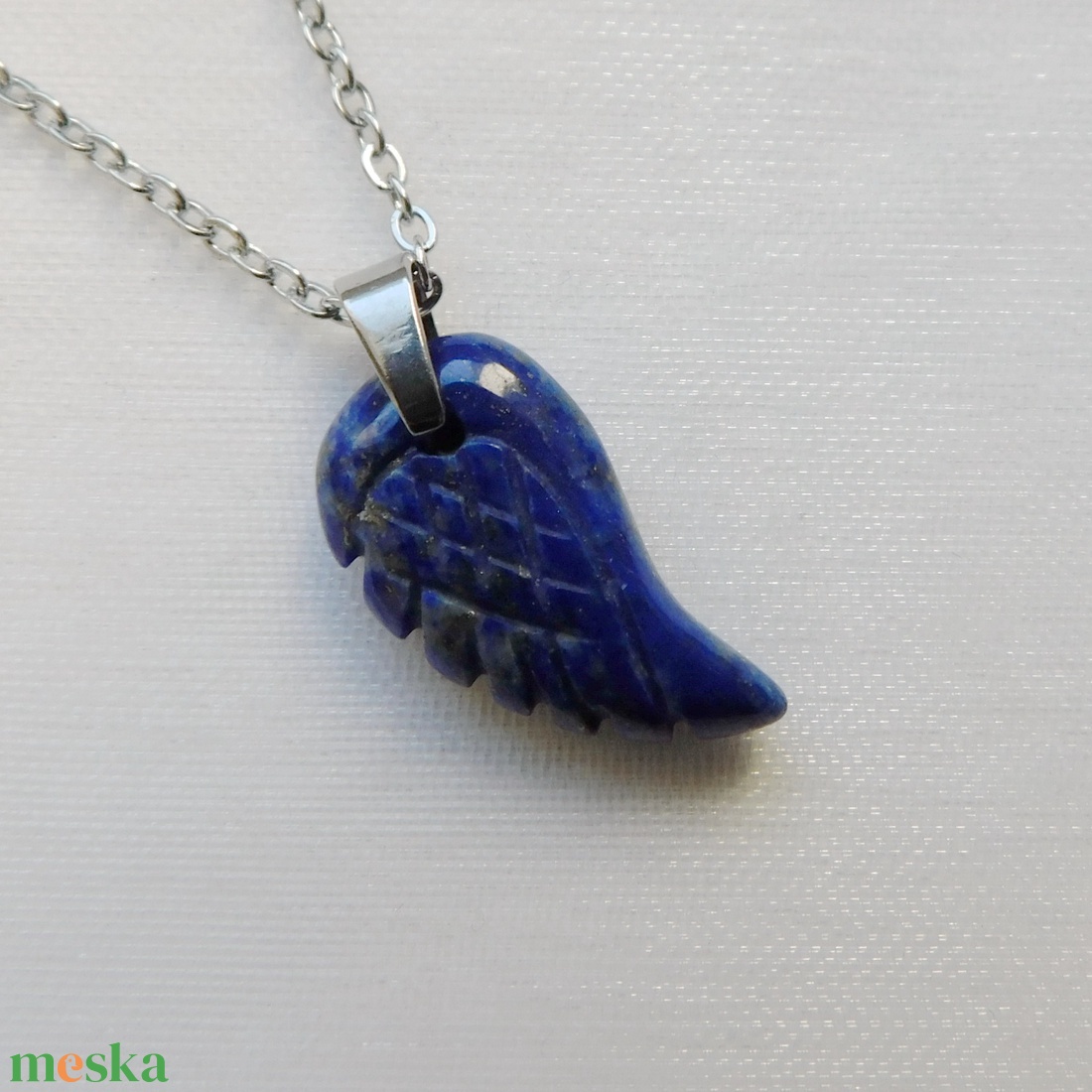 Lápisz lazuli szárny medálos nyaklánc - ékszer - nyaklánc - medálos nyaklánc - Meska.hu