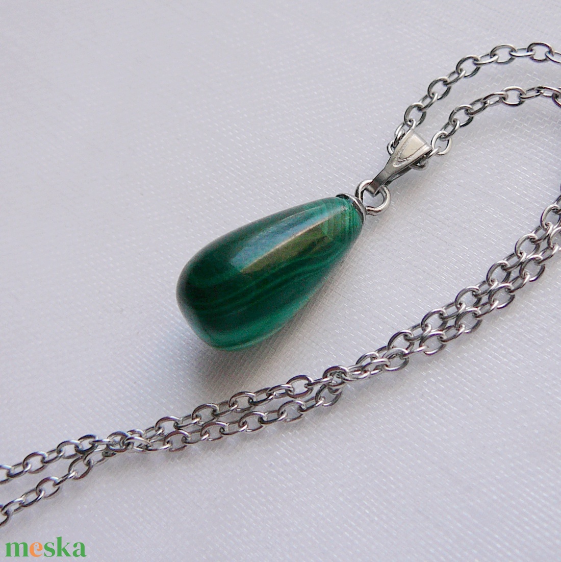 Malachit medálos nyaklánc - ékszer - nyaklánc - medálos nyaklánc - Meska.hu