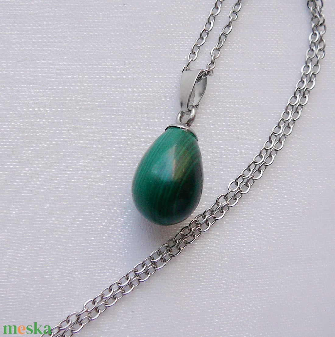 Malachit medálos nyaklánc - ékszer - nyaklánc - medálos nyaklánc - Meska.hu