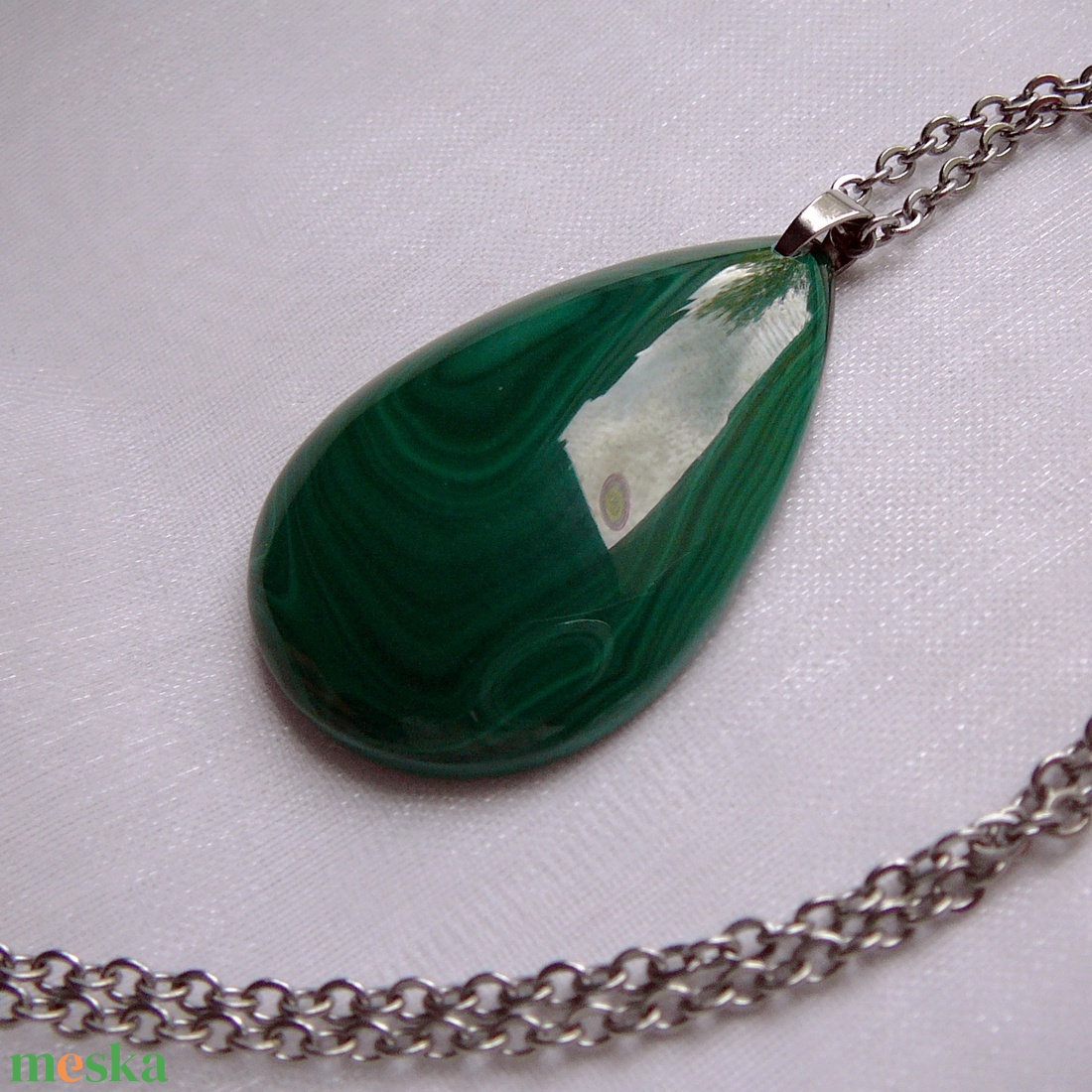 Malachit medálos nyaklánc - ékszer - nyaklánc - medálos nyaklánc - Meska.hu