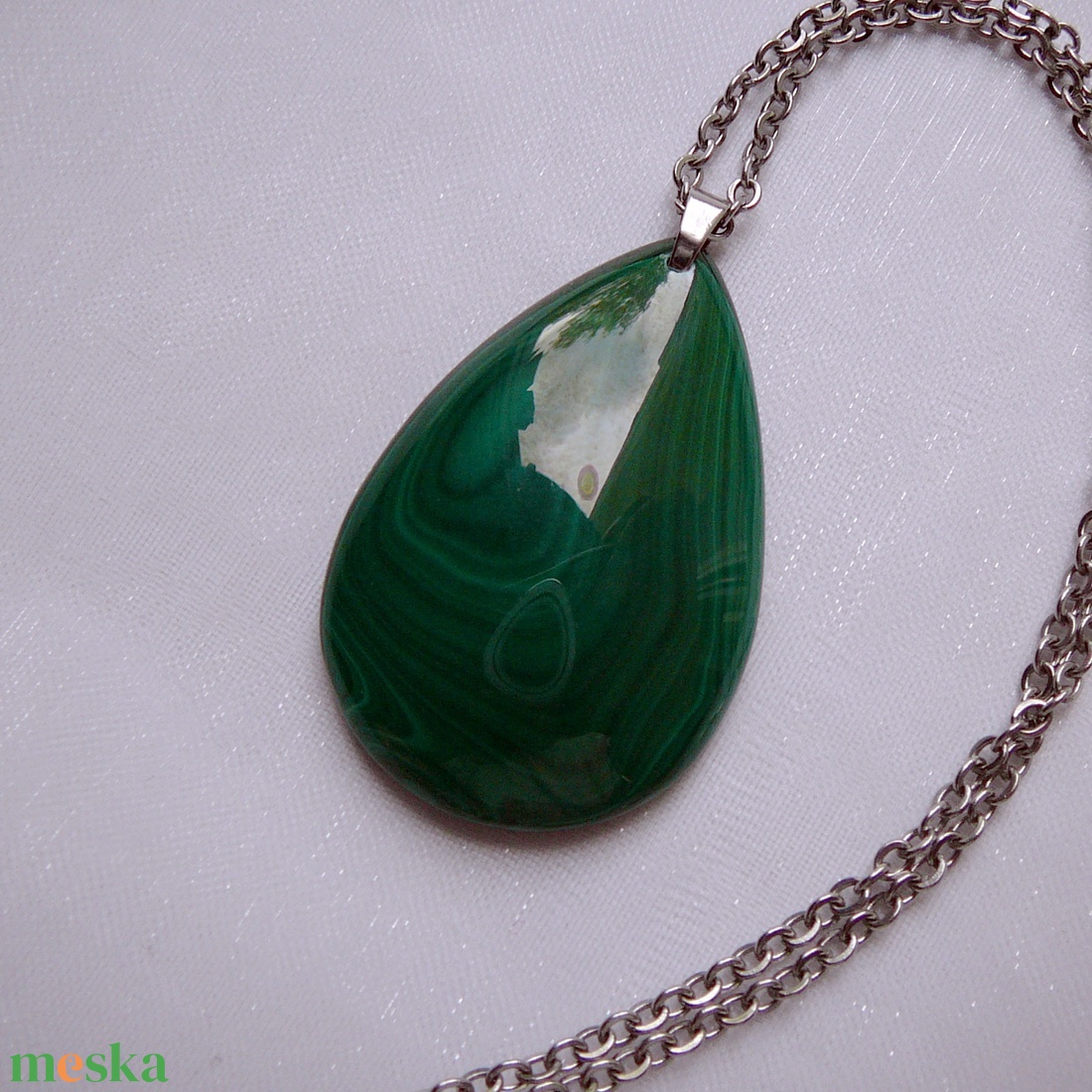 Malachit medálos nyaklánc - ékszer - nyaklánc - medálos nyaklánc - Meska.hu