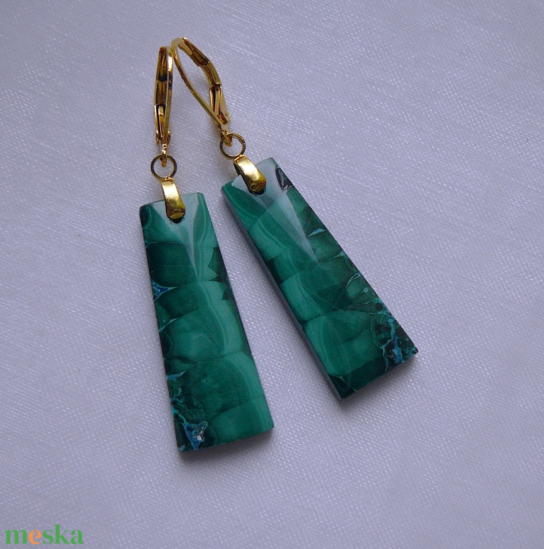 Azúr-malachit fülbevaló - ékszer - fülbevaló - lógó fülbevaló - Meska.hu