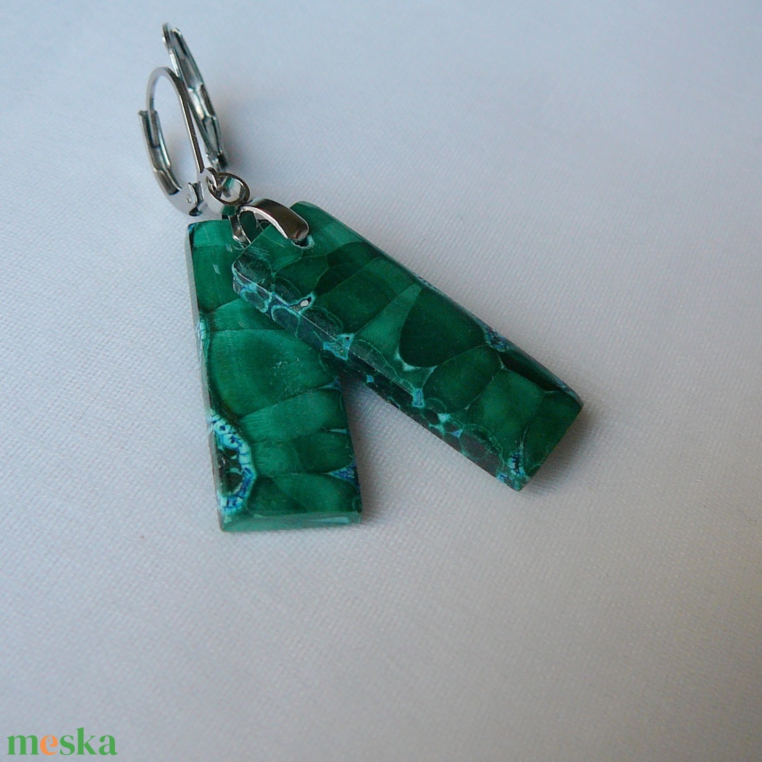 Azúr-malachit fülbevaló - ékszer - fülbevaló - lógó fülbevaló - Meska.hu