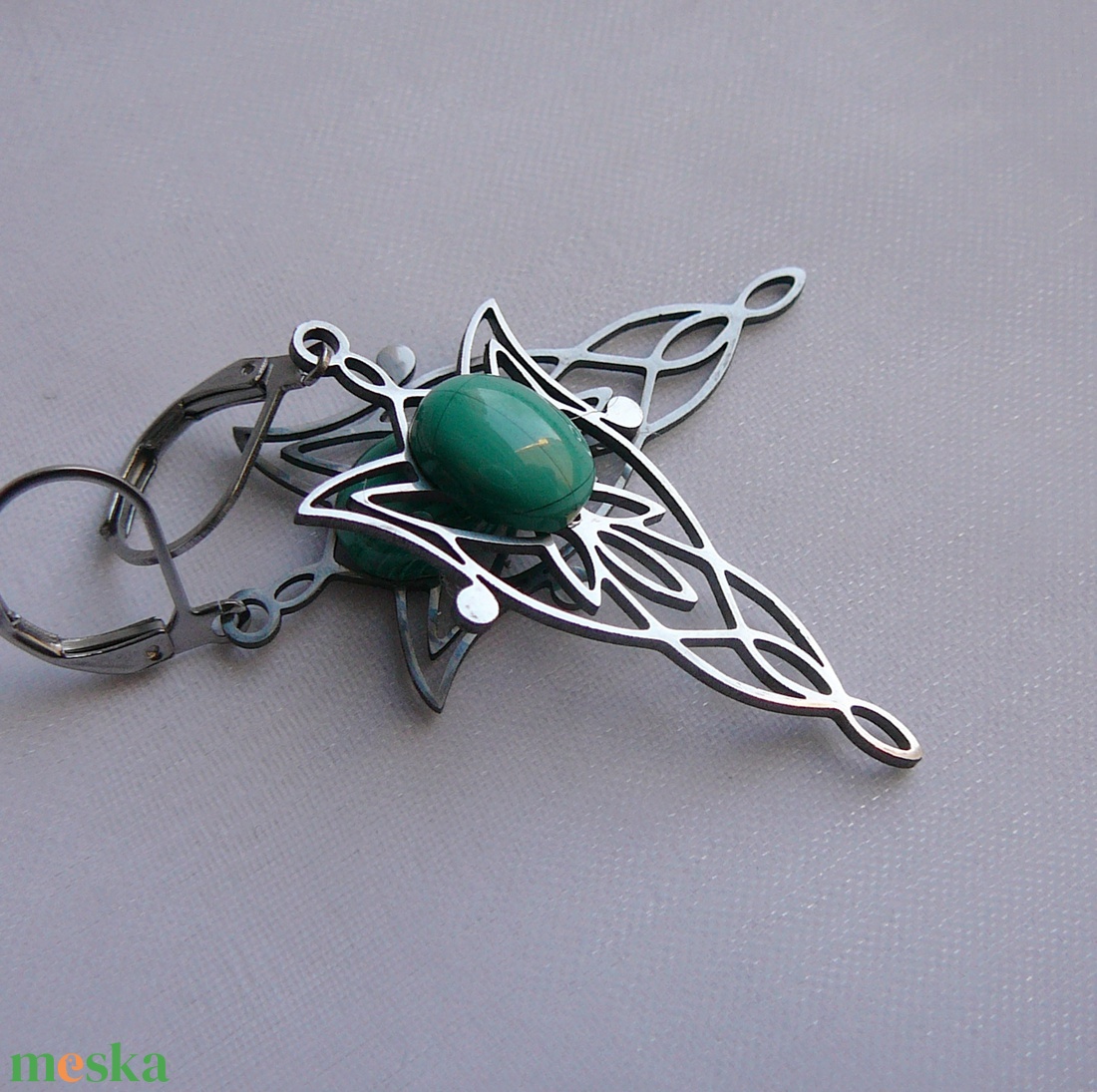 Filigrán malachit fülbevaló - ékszer - fülbevaló - lógó fülbevaló - Meska.hu