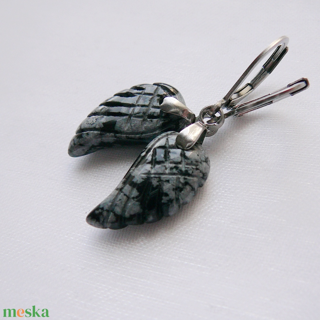 Hópehely obszidián szárny fülbevaló - ékszer - fülbevaló - lógó fülbevaló - Meska.hu