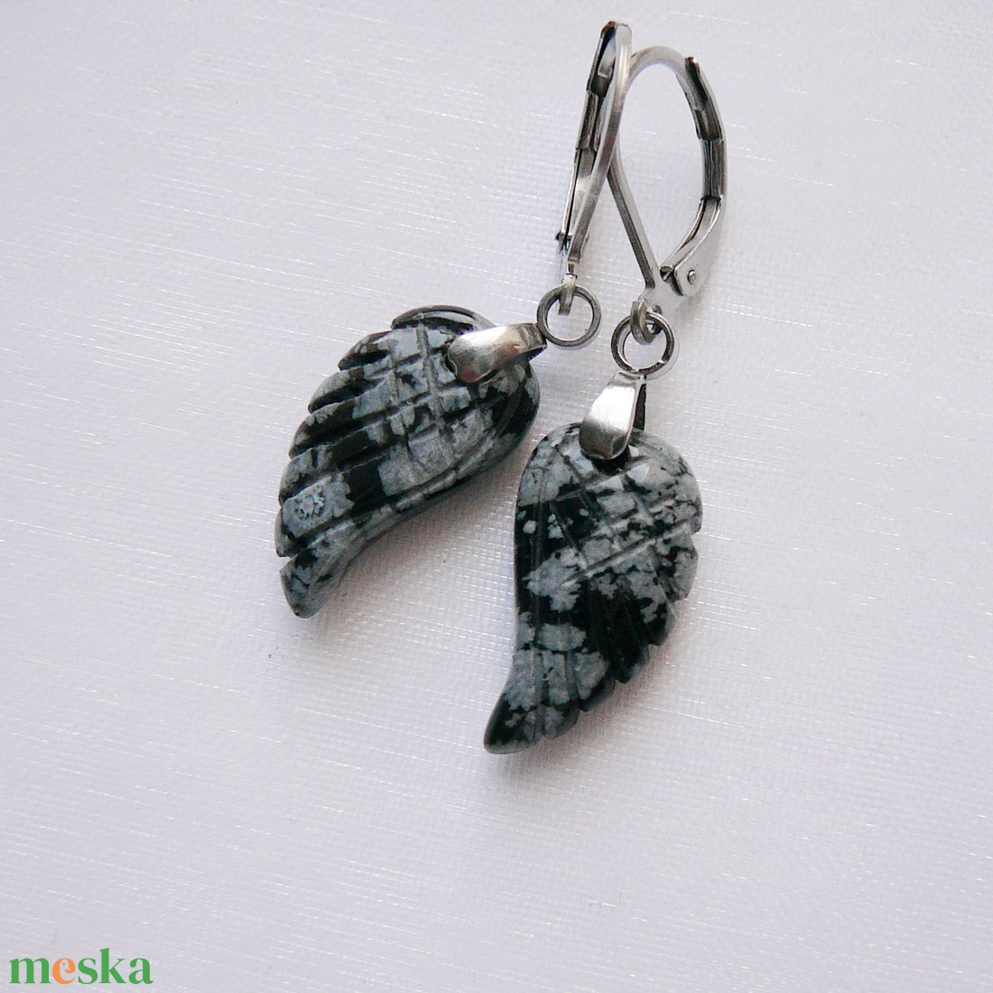 Hópehely obszidián szárny fülbevaló - ékszer - fülbevaló - lógó fülbevaló - Meska.hu