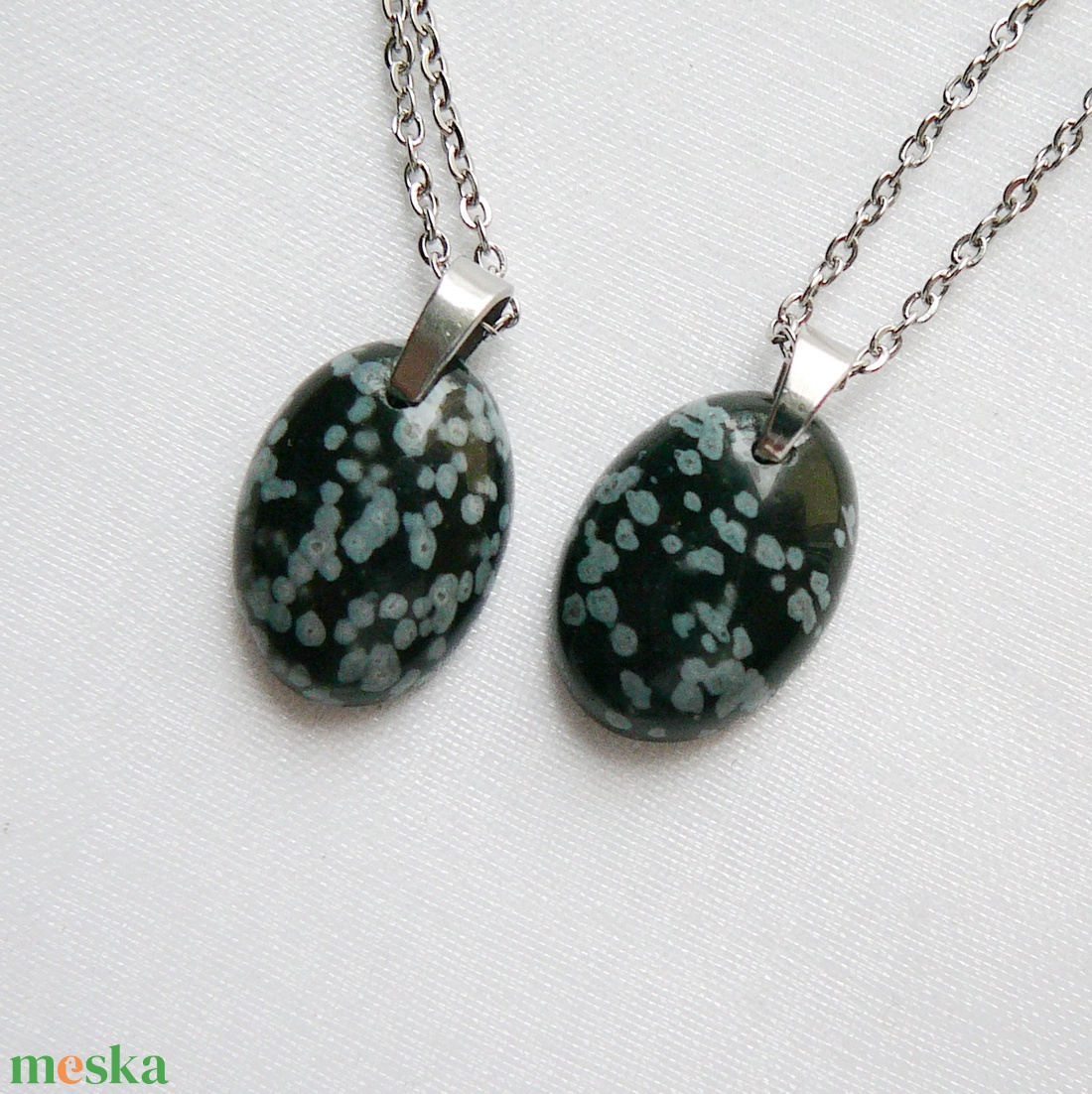 Hópehely obszidián medálos nyaklánc - ékszer - nyaklánc - medálos nyaklánc - Meska.hu