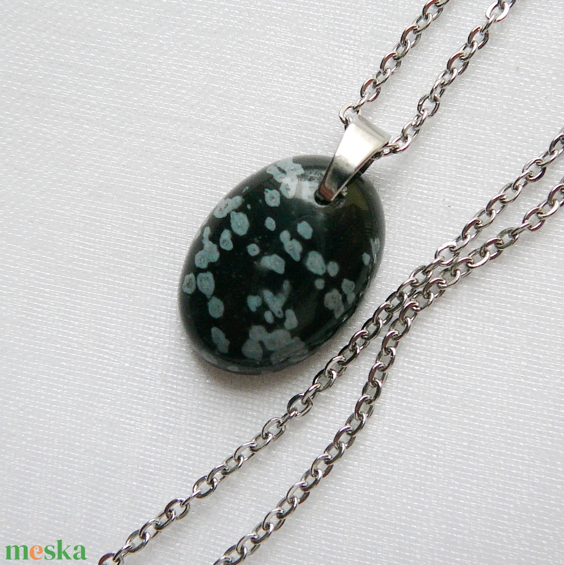 Hópehely obszidián medálos nyaklánc - ékszer - nyaklánc - medálos nyaklánc - Meska.hu