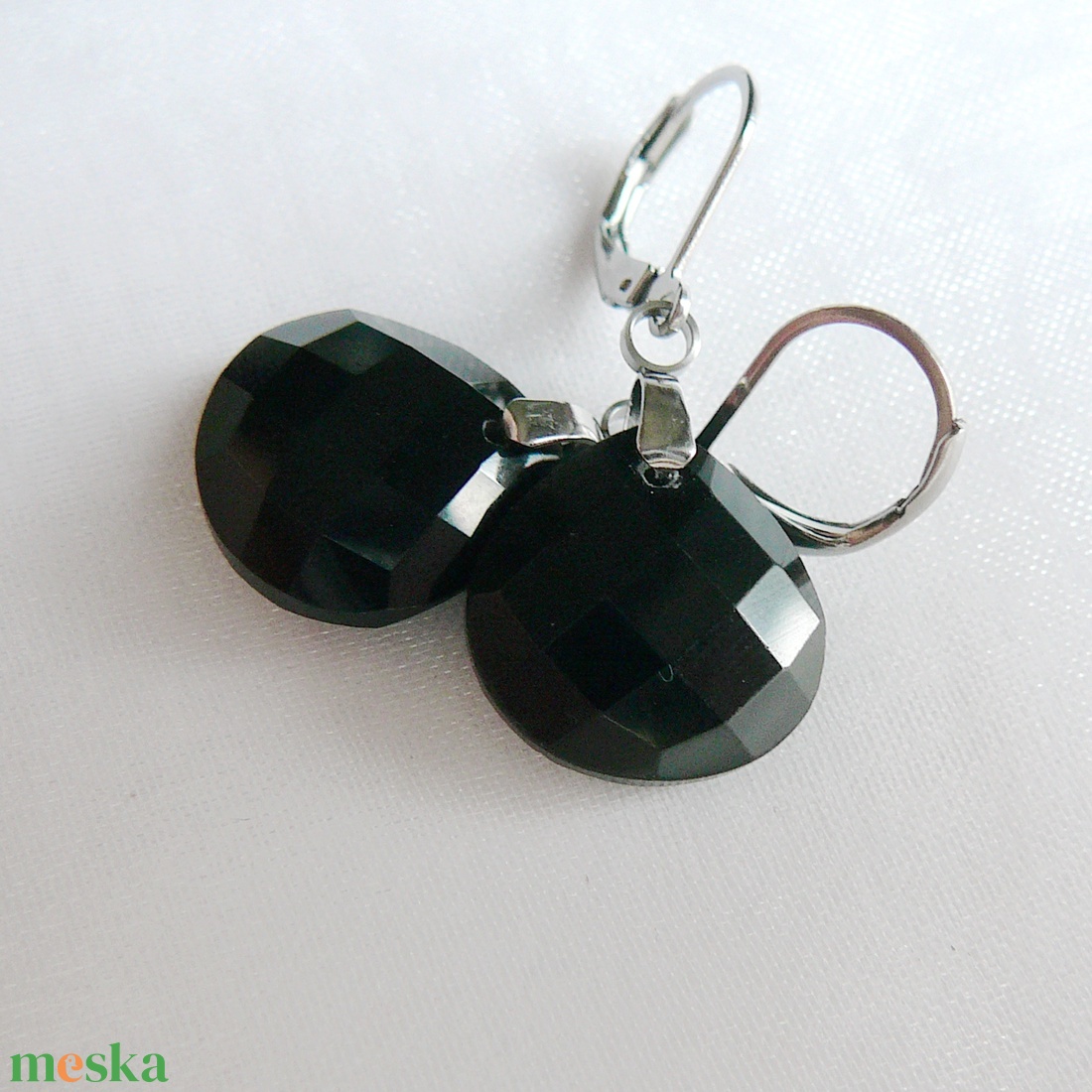 Ónix fülbevaló - ékszer - fülbevaló - lógó csepp fülbevaló - Meska.hu