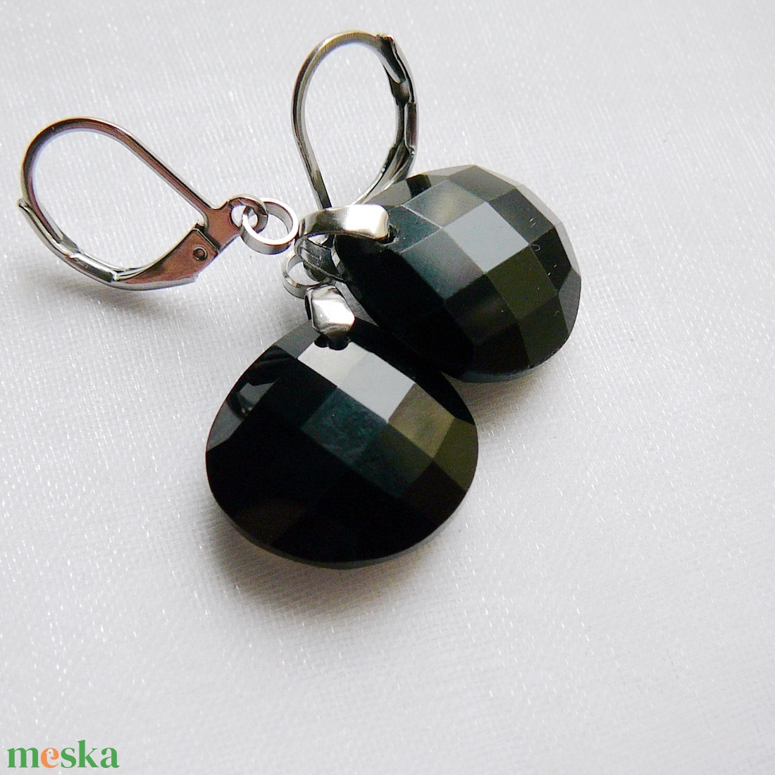 Ónix fülbevaló - ékszer - fülbevaló - lógó csepp fülbevaló - Meska.hu