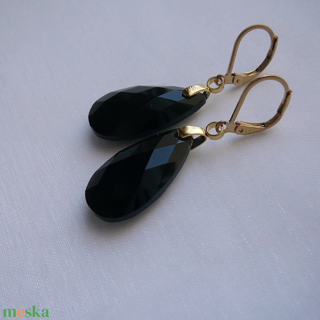Ónix fülbevaló - ékszer - fülbevaló - lógó csepp fülbevaló - Meska.hu