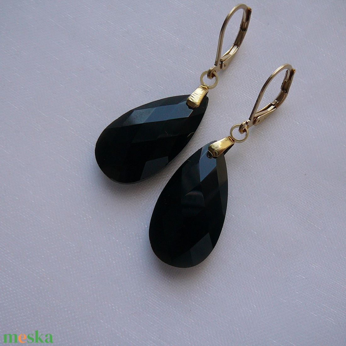 Ónix fülbevaló - ékszer - fülbevaló - lógó csepp fülbevaló - Meska.hu