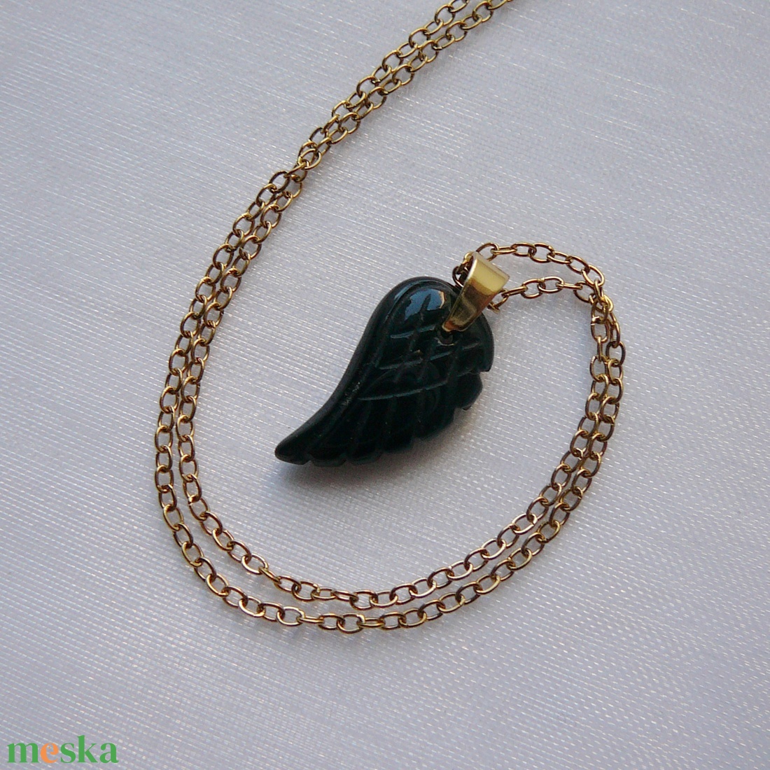Ónix szárny medálos nyaklánc - ékszer - nyaklánc - medálos nyaklánc - Meska.hu
