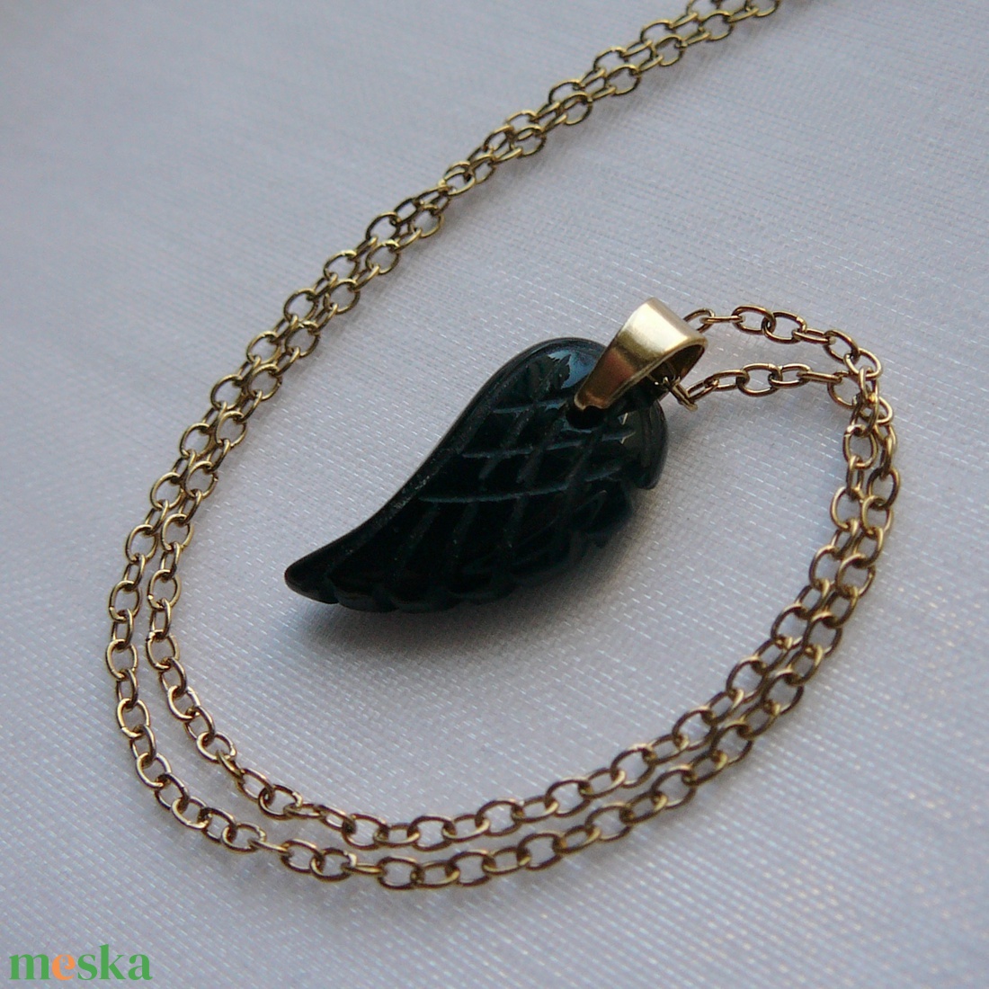 Ónix szárny medálos nyaklánc - ékszer - nyaklánc - medálos nyaklánc - Meska.hu