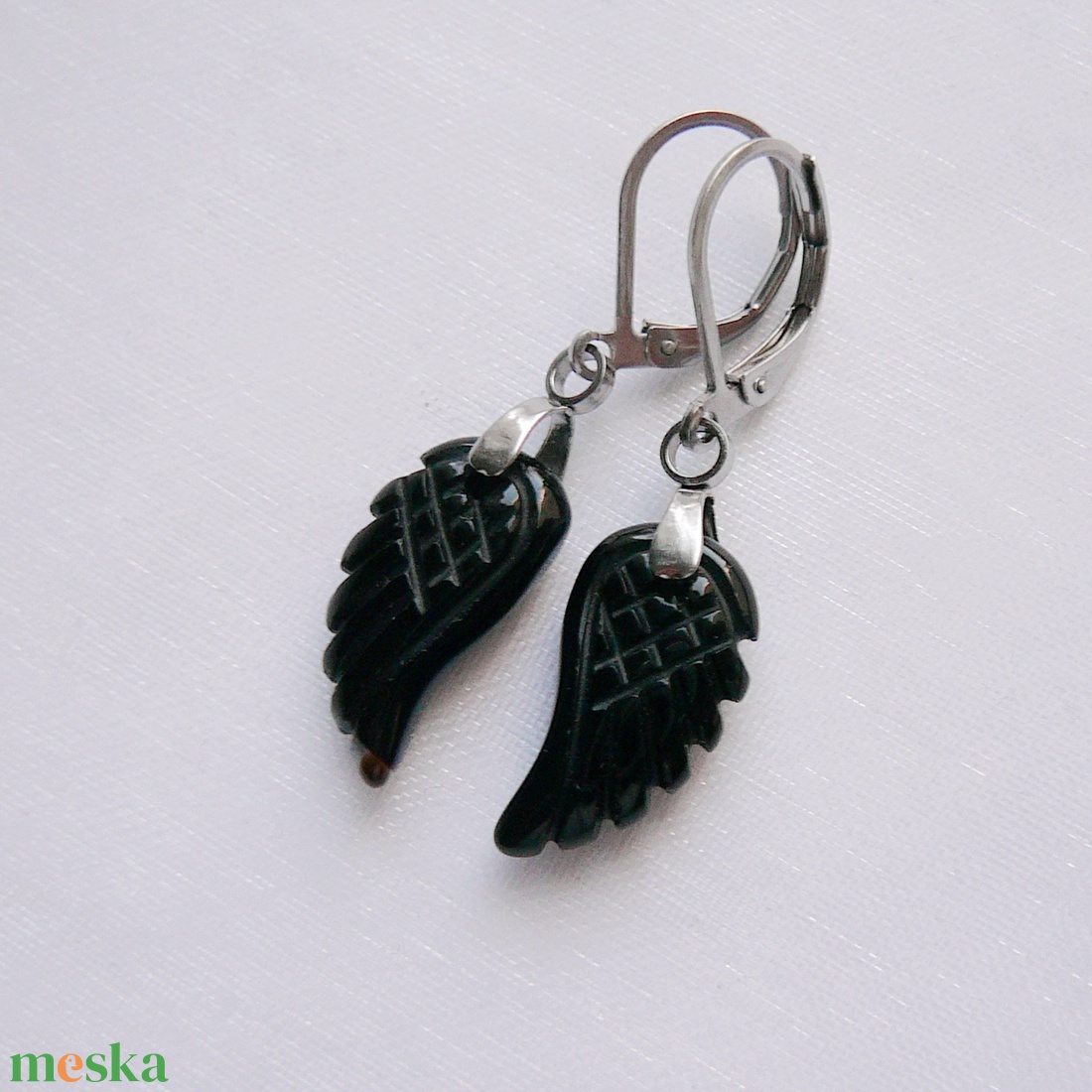 Ónix szárny fülbevaló - ékszer - fülbevaló - lógó fülbevaló - Meska.hu