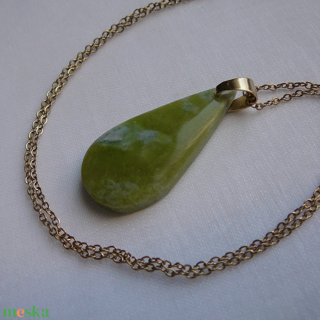 Zöld opál medálos nyaklánc - ékszer - nyaklánc - medálos nyaklánc - Meska.hu