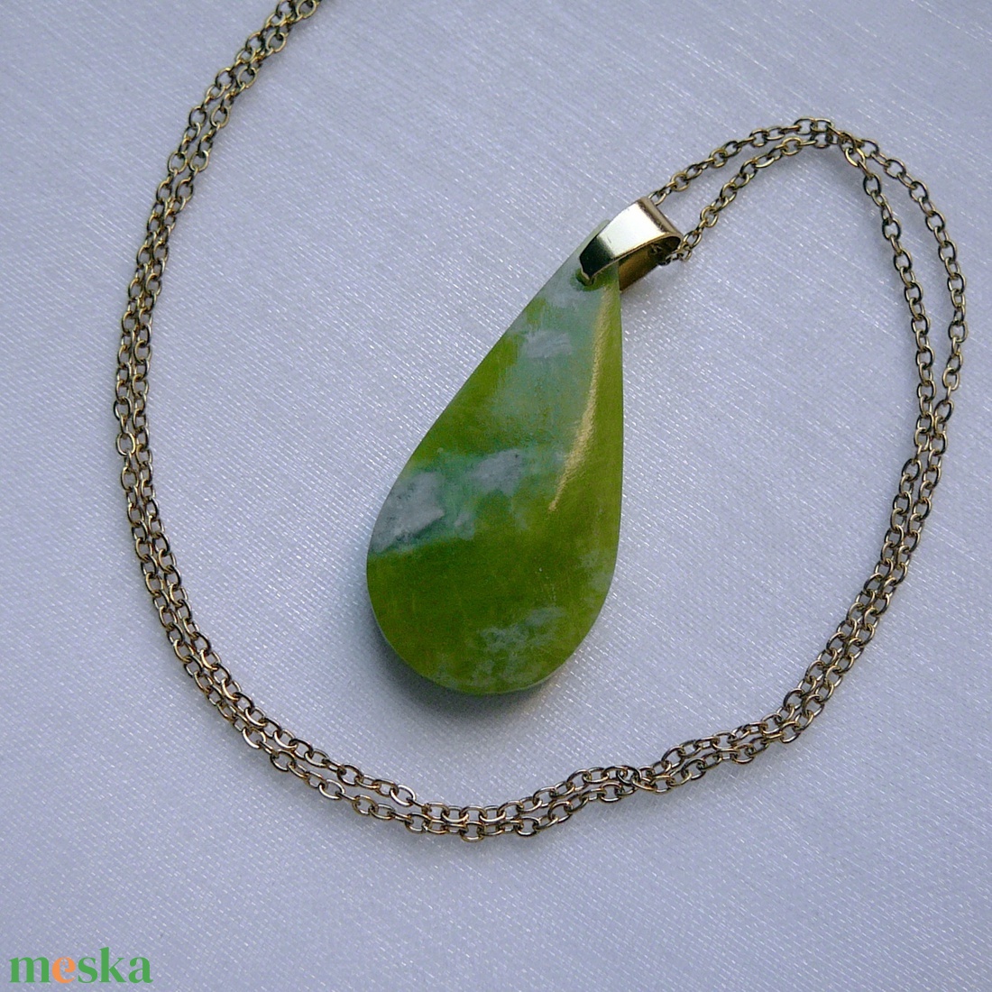 Zöld opál medálos nyaklánc - ékszer - nyaklánc - medálos nyaklánc - Meska.hu