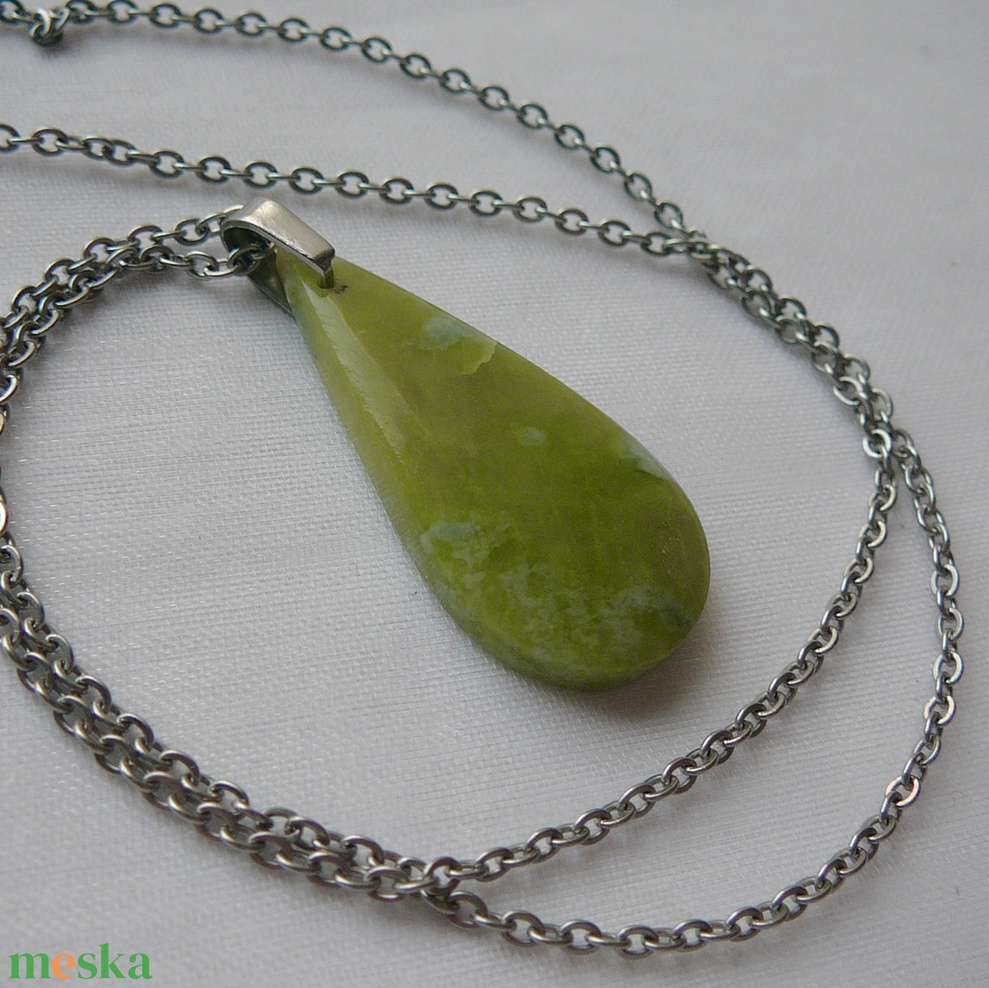 Zöld opál medálos nyaklánc - ékszer - nyaklánc - medálos nyaklánc - Meska.hu