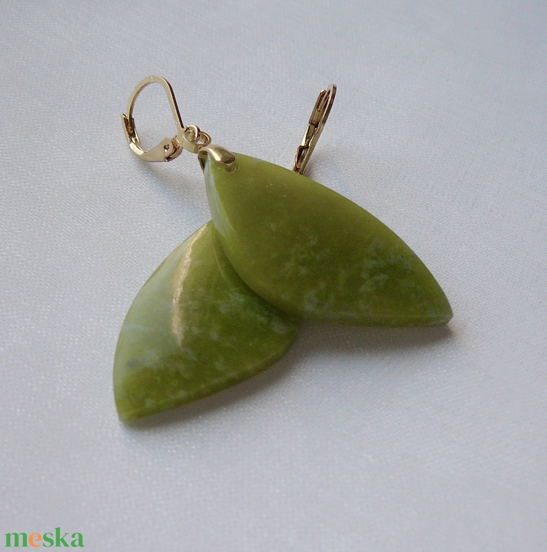 Zöld opál fülbevaló - ékszer - fülbevaló - lógó csepp fülbevaló - Meska.hu