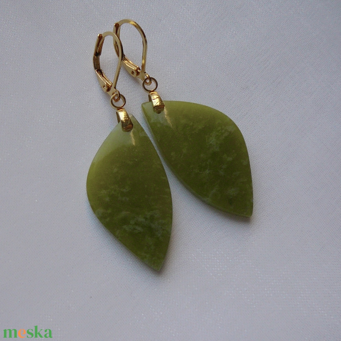 Zöld opál fülbevaló - ékszer - fülbevaló - lógó csepp fülbevaló - Meska.hu