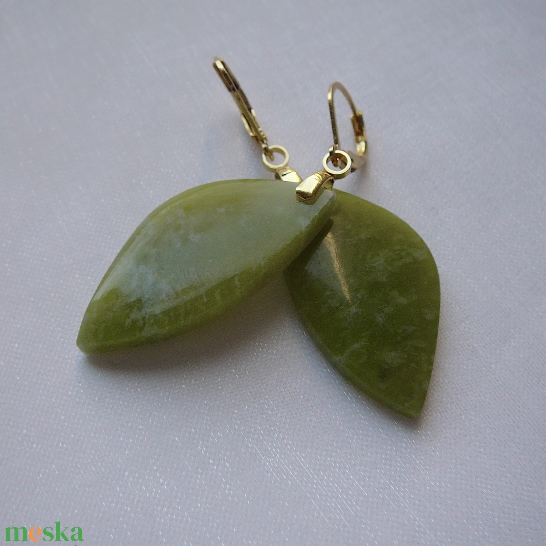 Zöld opál fülbevaló - ékszer - fülbevaló - lógó csepp fülbevaló - Meska.hu
