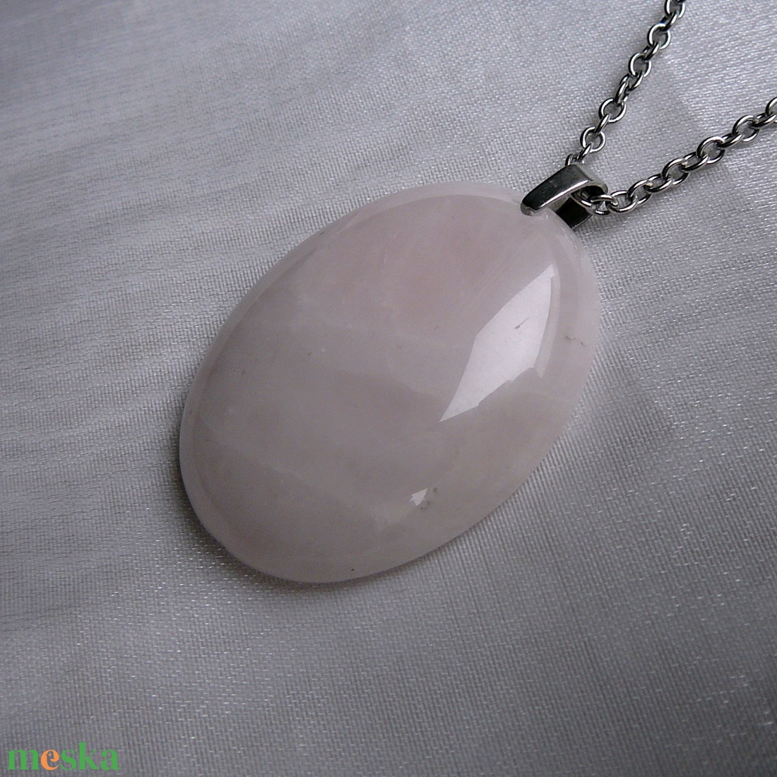Rózsakvarc medálos nyaklánc - ékszer - nyaklánc - medálos nyaklánc - Meska.hu