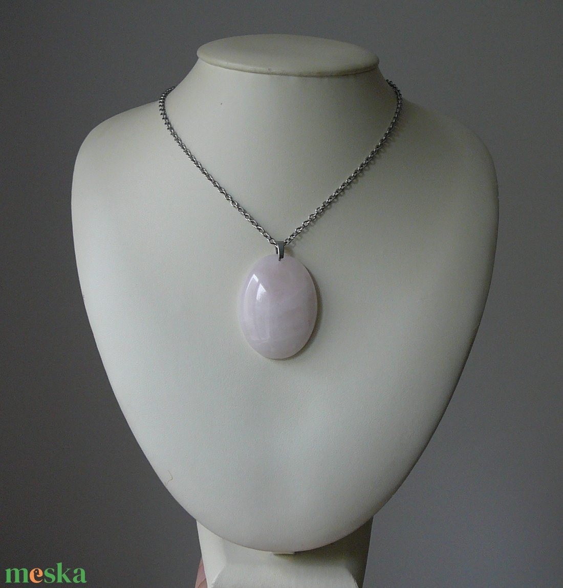 Rózsakvarc medálos nyaklánc - ékszer - nyaklánc - medálos nyaklánc - Meska.hu