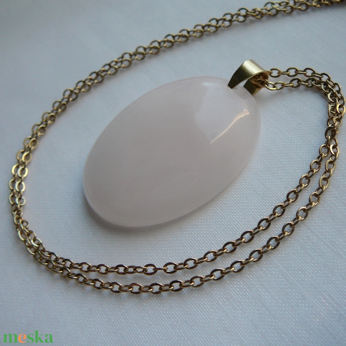 Rózsakvarc medálos nyaklánc - ékszer - nyaklánc - medálos nyaklánc - Meska.hu