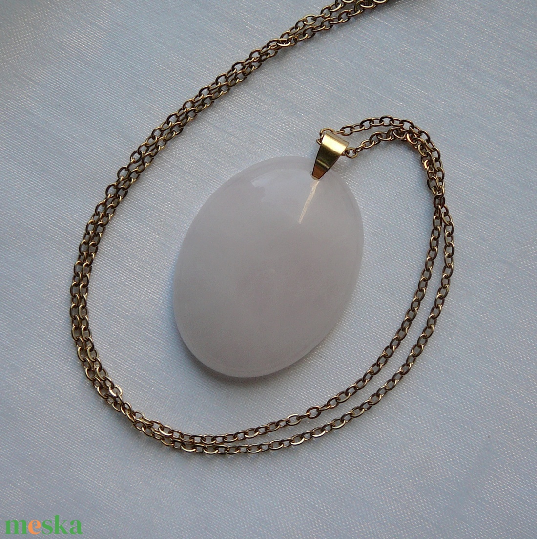 Rózsakvarc medálos nyaklánc - ékszer - nyaklánc - medálos nyaklánc - Meska.hu