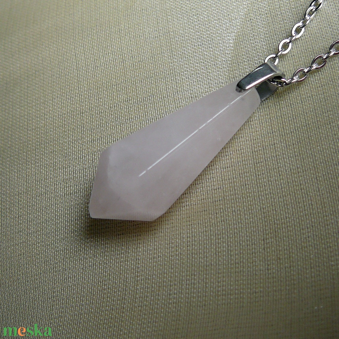 Rózsakvarc inga medálos nyaklánc - ékszer - nyaklánc - medálos nyaklánc - Meska.hu