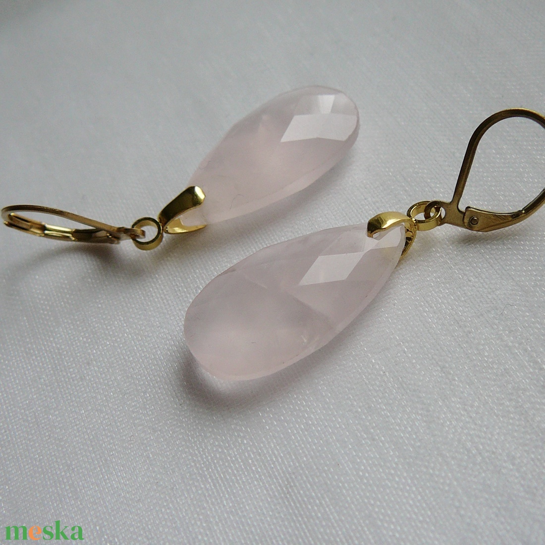 Rózsakvarc fülbevaló - ékszer - nyaklánc - medálos nyaklánc - Meska.hu