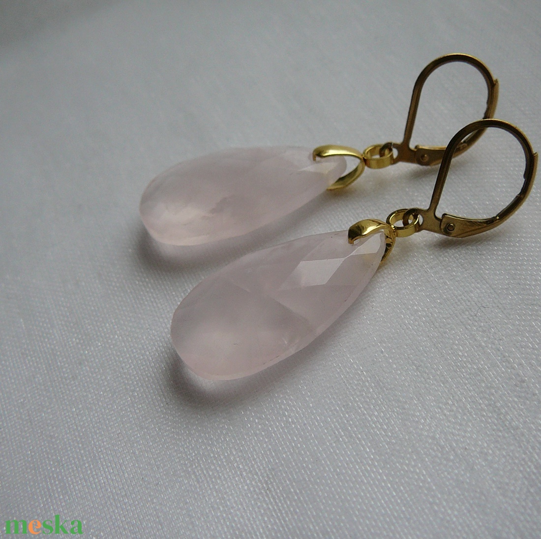 Rózsakvarc fülbevaló - ékszer - nyaklánc - medálos nyaklánc - Meska.hu