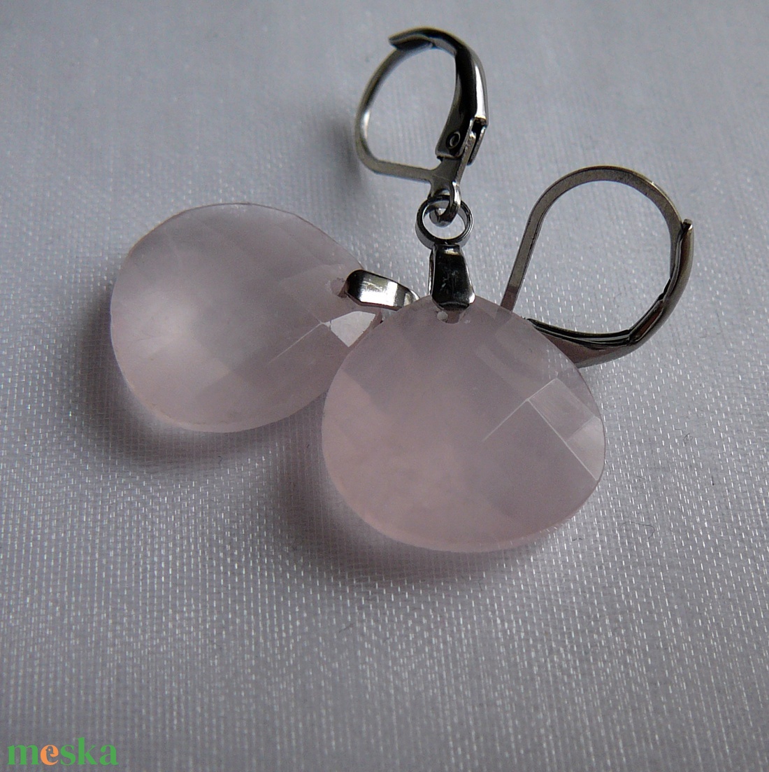 Rózsakvarc fülbevaló - ékszer - nyaklánc - medálos nyaklánc - Meska.hu