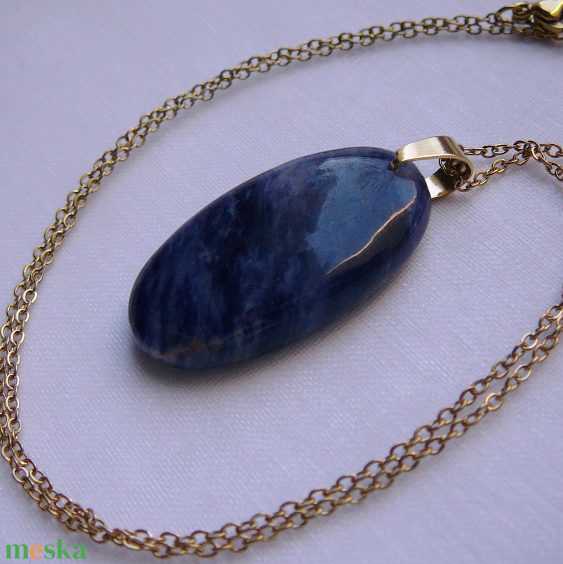 Szodalit medálos nyaklánc - ékszer - nyaklánc - medálos nyaklánc - Meska.hu