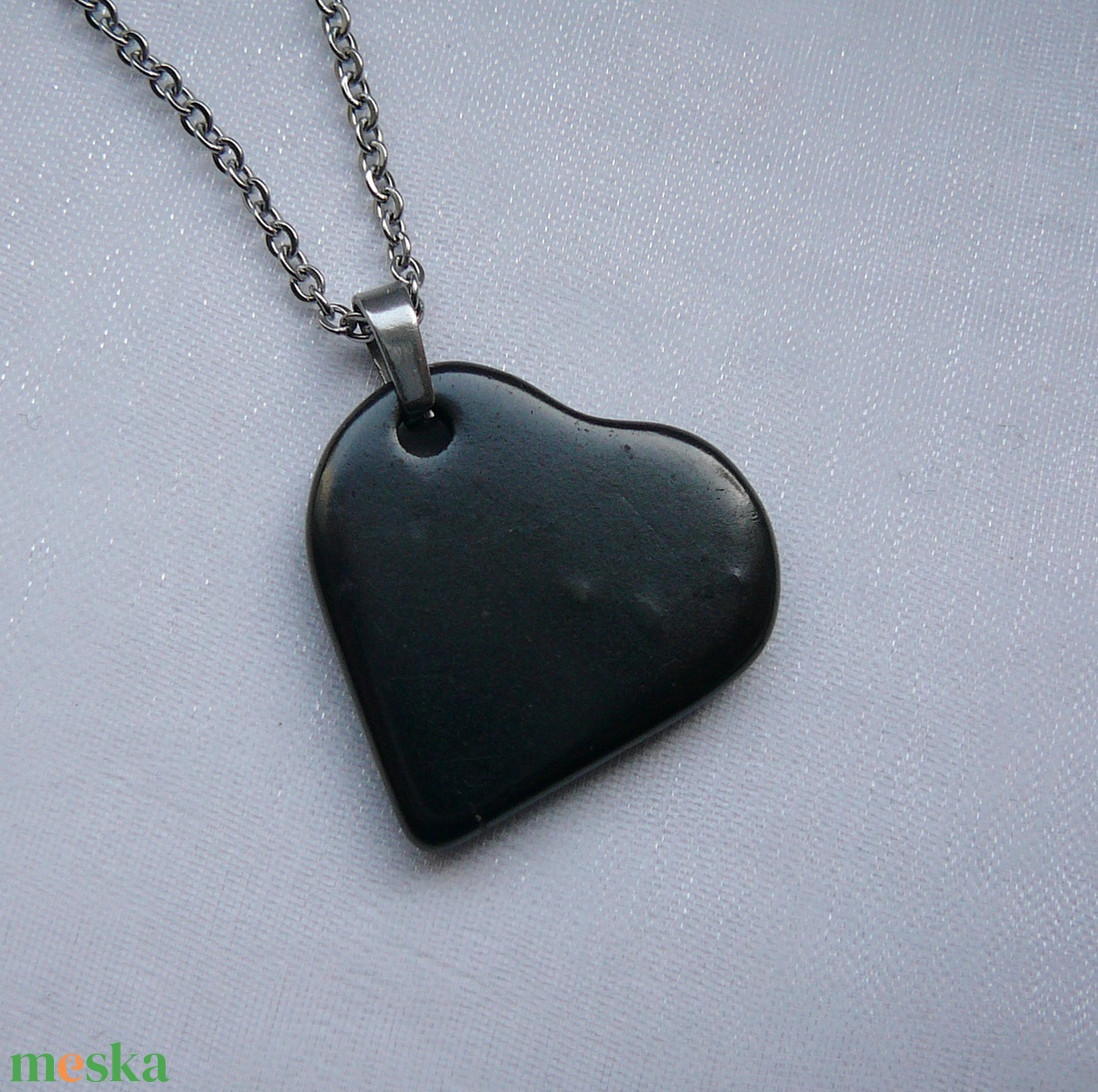 Sungit szív medálos nyaklánc  - ékszer - nyaklánc - medálos nyaklánc - Meska.hu