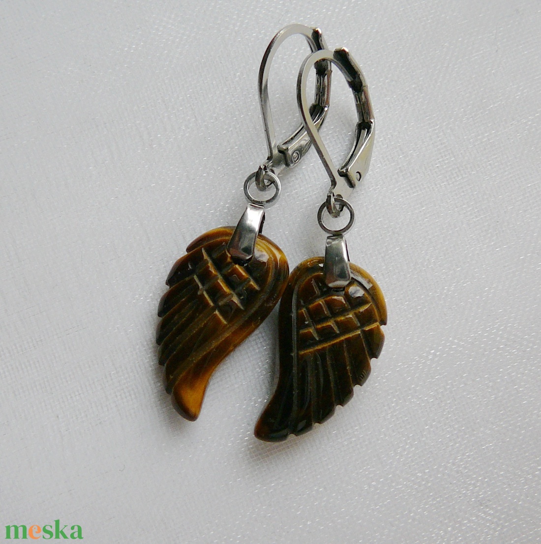 Tigrisszem szárny fülbevaló - ékszer - fülbevaló - lógó fülbevaló - Meska.hu