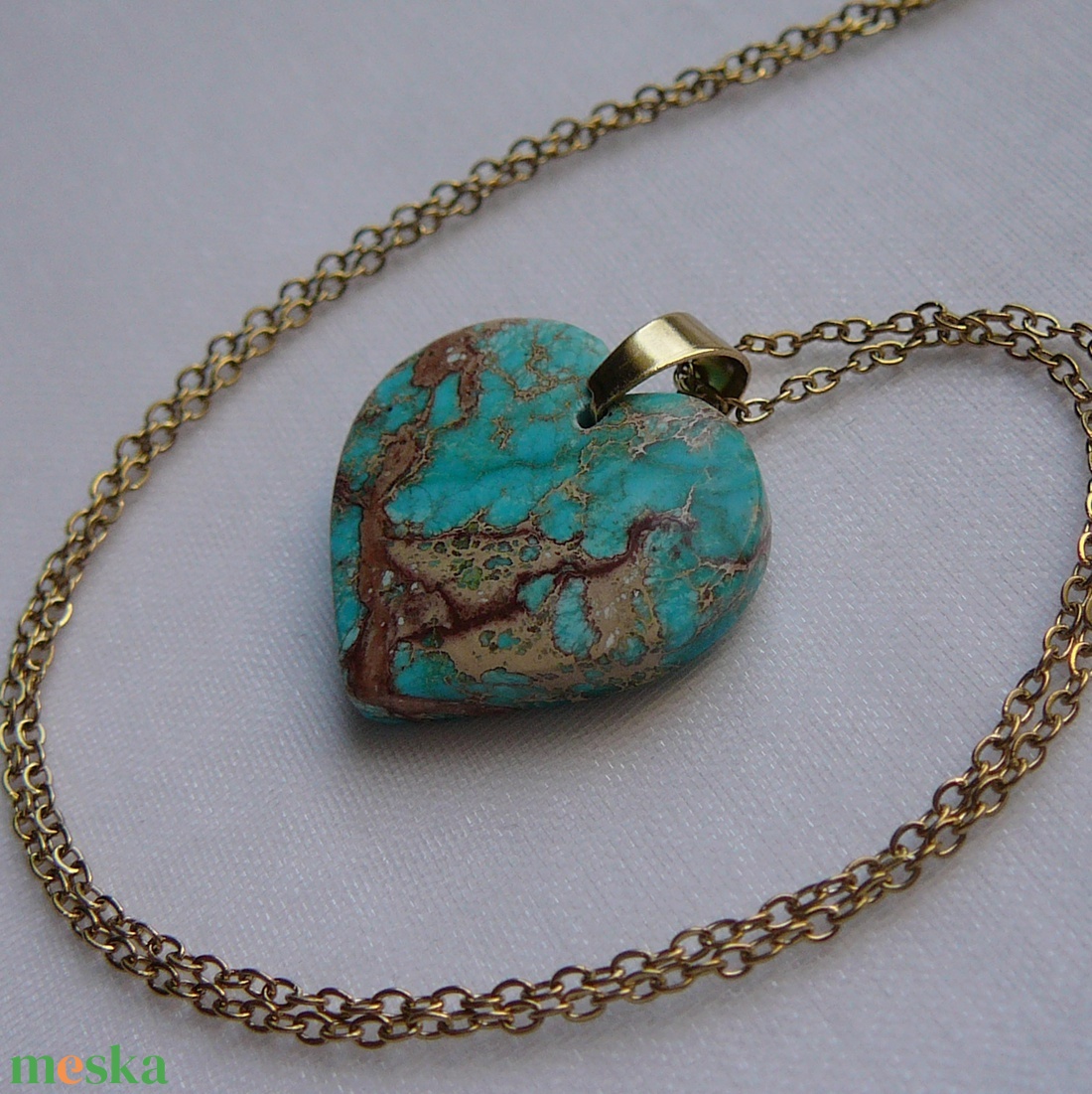 Üledéki jáspis szív medálos nyaklánc - ékszer - nyaklánc - medálos nyaklánc - Meska.hu