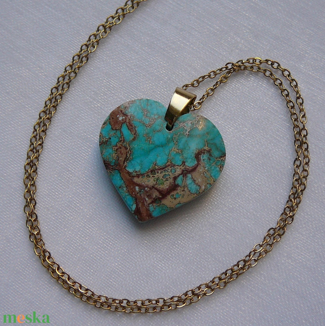 Üledéki jáspis szív medálos nyaklánc - ékszer - nyaklánc - medálos nyaklánc - Meska.hu